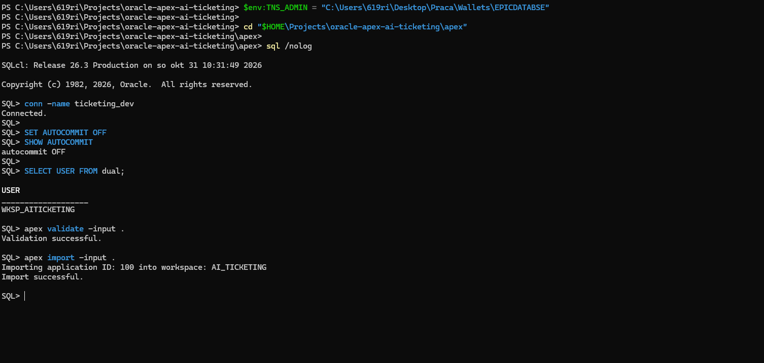 Successful APEXlang validation and import in SQLcl